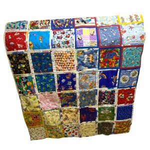 Handmade Kids Patchwork Quilt 57" x 43" Christmas Animals Seasons Whimsy Novelty